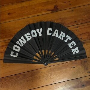 Beyonce Cowboy Carter Black Fan with White Horse Design